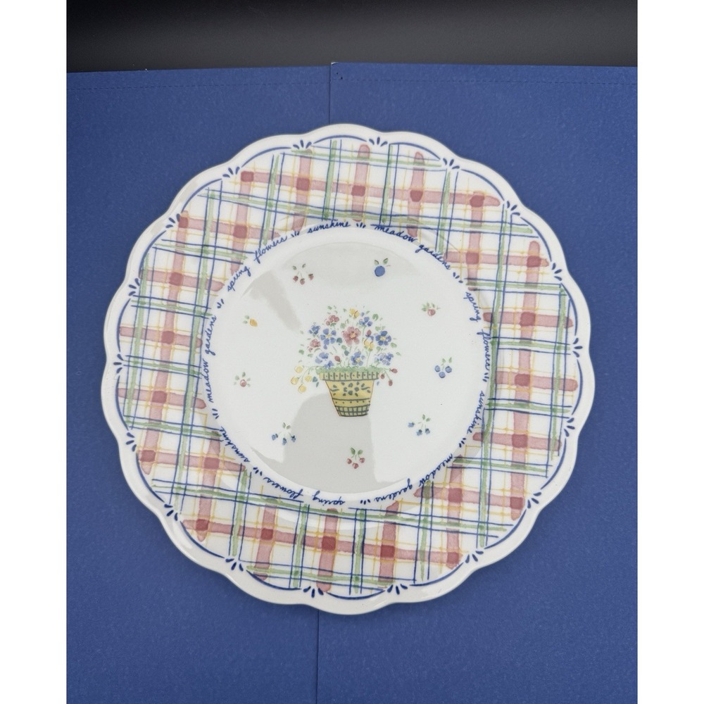 Nikko Dena's Garden Set of Four Salad Plates 8" green yellow blue Red 1998 New - Picture 12 of 17
